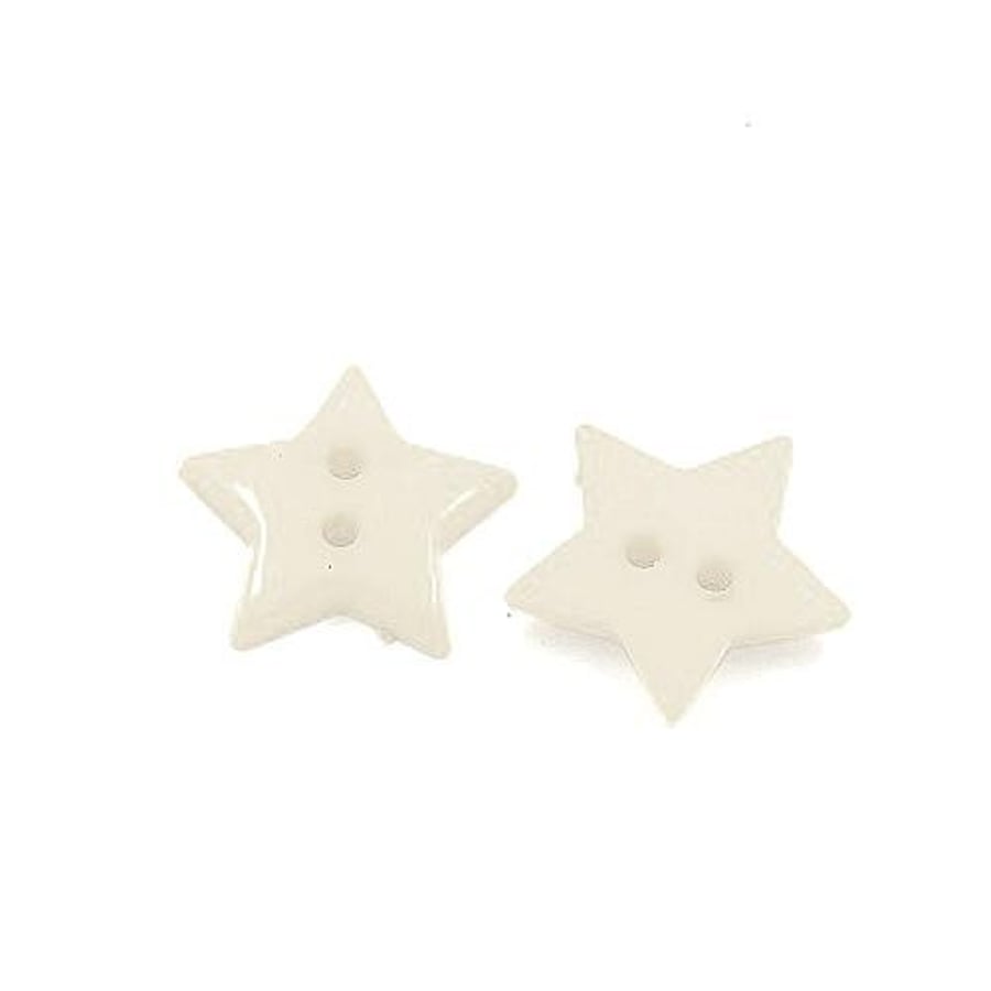 White Star Acrylic Buttons - 19mm, 2-Hole - Packet of 50 for Sewing and Crafting