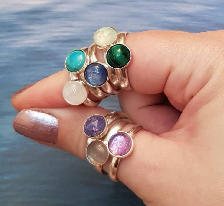 Minimalist Turquoise ring. Adjustable 925 sterl Folksy