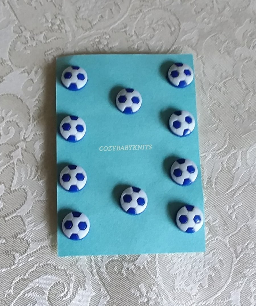 Royal blue and white football buttons