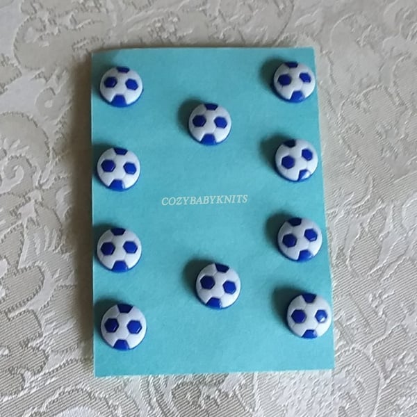 Royal blue and white football buttons