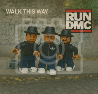 LEGO-Inspired Run DMC – Walk This Way 5x5" Print (Mounted for 9x9" Frame)
