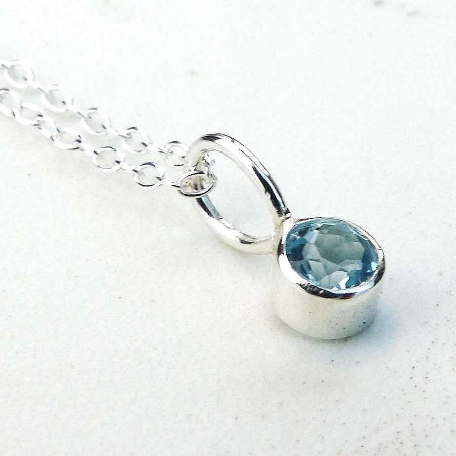 Topaz necklace - November birthstone - topaz pendant - blue topaz - topaz jewell