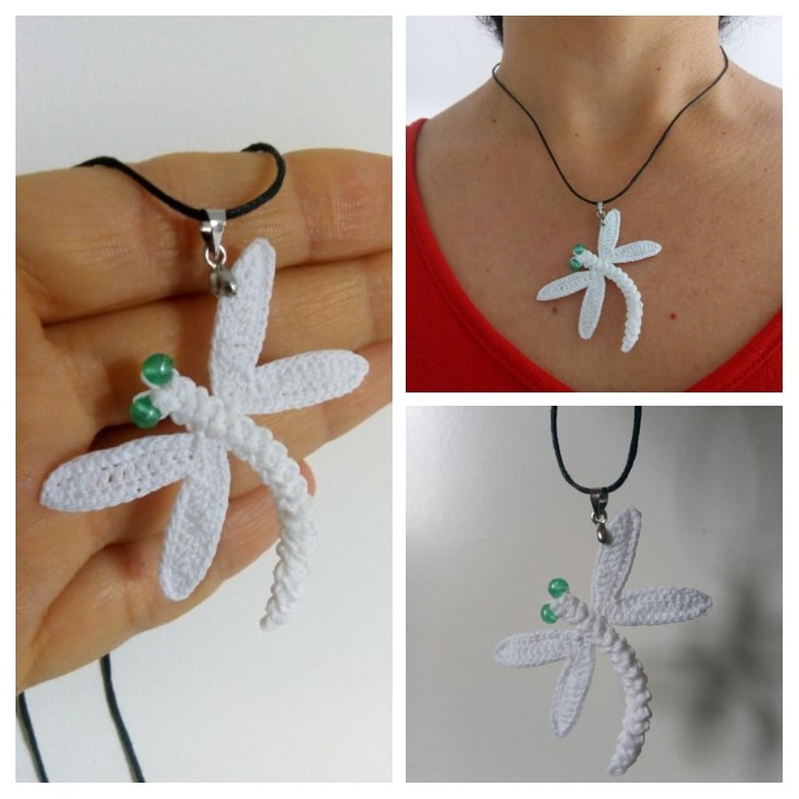 Crochet Dragonfly necklace