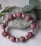 Pretty handmade raspberry and pink polymer clay bracelet