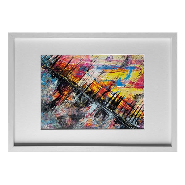 Multichrome Silhouette - Original Abstract A4 Framed Painting