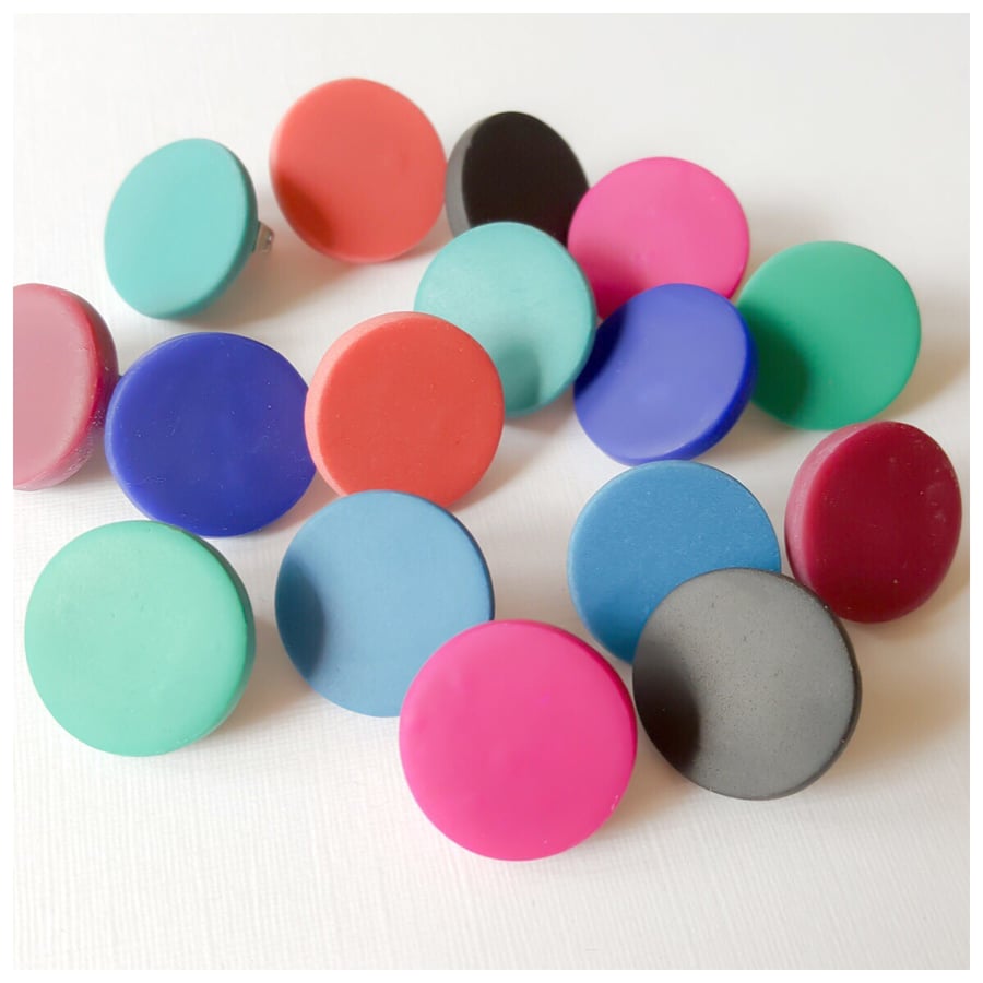 Giant Colour Dot Polymer Clay Stud Earrings in various colours 