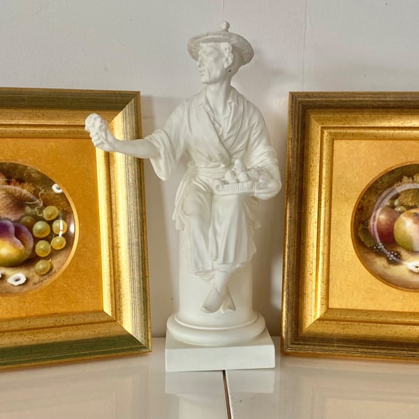 Worcester Fruit . Pair of Handpainted Bone China Coupe Plaques