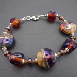 lampwork glass bracelet, autumn 