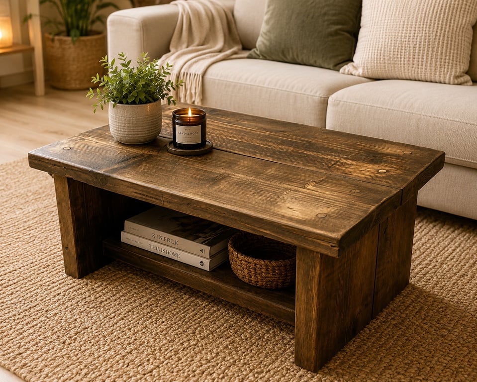 Handmade Rustic Solid Wood Coffee Table Length 80cm