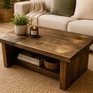 Handmade Rustic Solid Wood Coffee Table Length 80cm