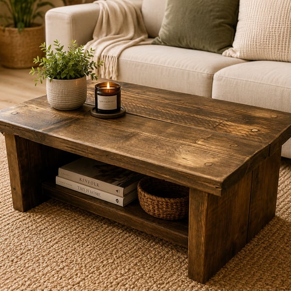 Handmade Rustic Solid Wood Coffee Table Length 80cm