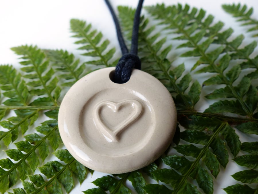 White Heart Ceramic Necklace