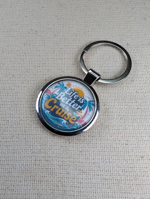 Life Is Better On A Cruise - Travel Themed - Large Resin Coated Keyring