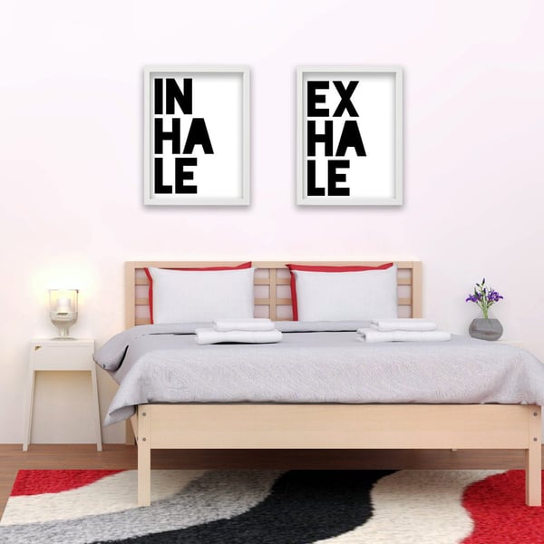 Inhale exhale (block font edition): Set of two prints