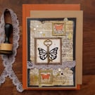 Butterfly mixed media card handmade