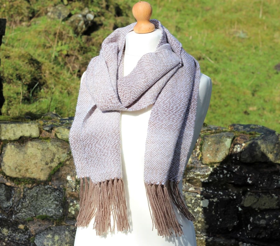Brown and cream handwoven scarf