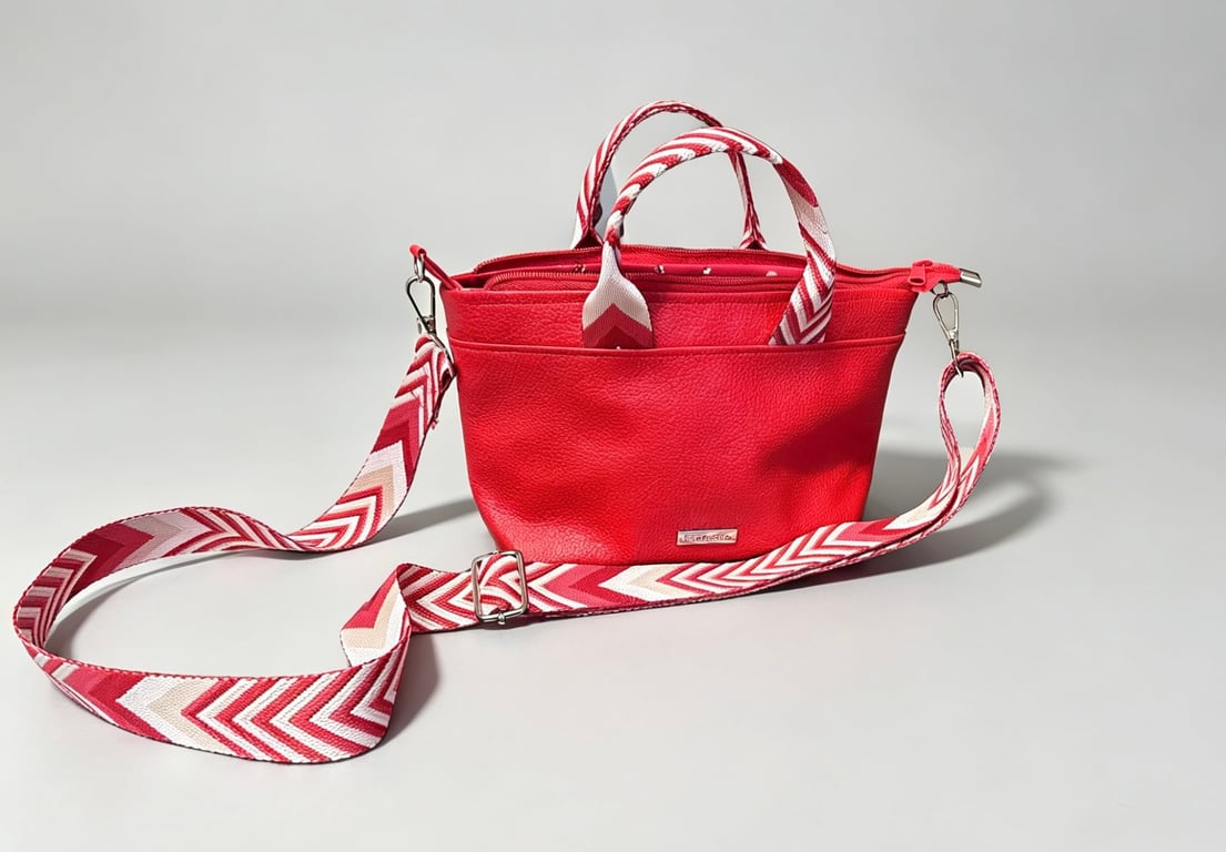Bright red faux leather bag - bold and beautiful!