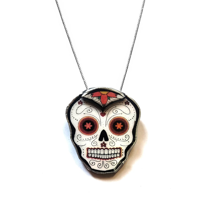 Statement Mexicana Day of the Dead Sugar Skull Necklace by EllyMental