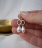Pearl Drop Earrings - Silver Circle and Pearl Earrings - Pearl Dangle Earrings
