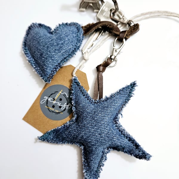 Jeans bag charm,  upcycled denim accessories , small gift ideas 