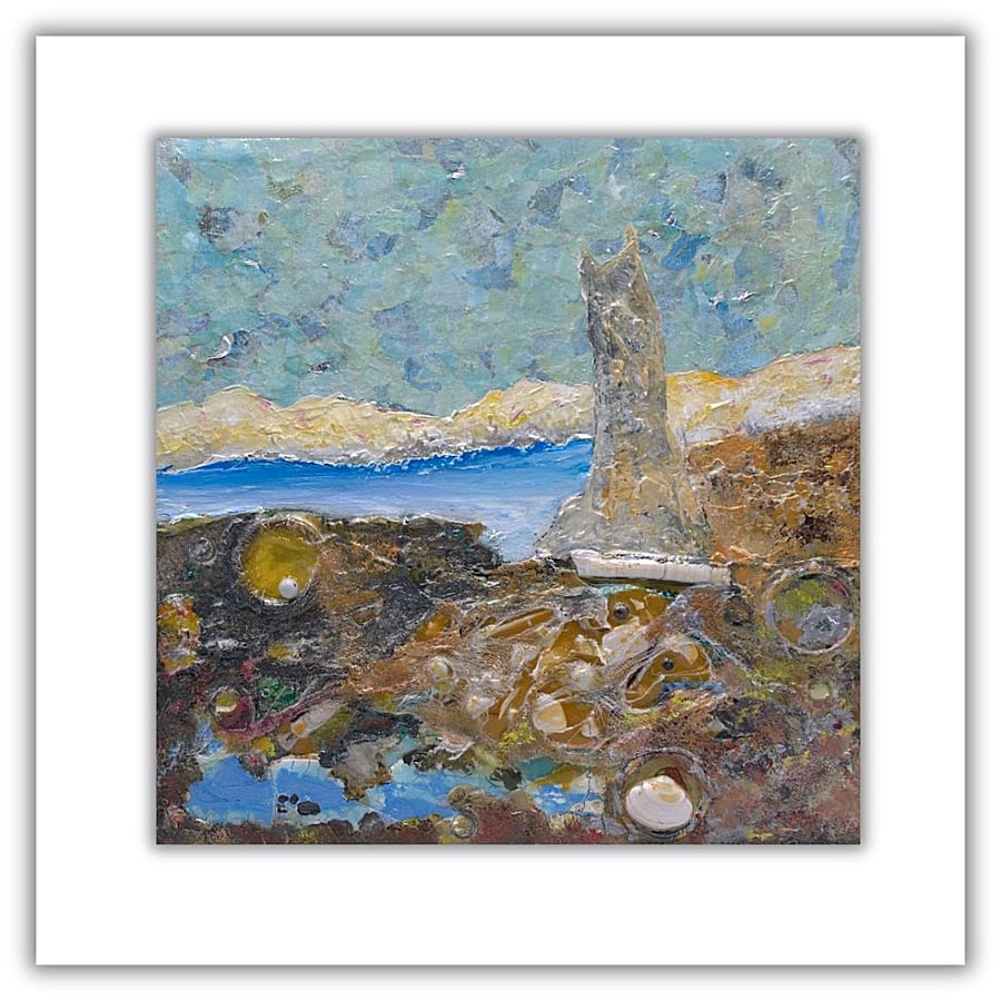 Scottish Hebrides -  original mixed media art - framed landscape - Scotland