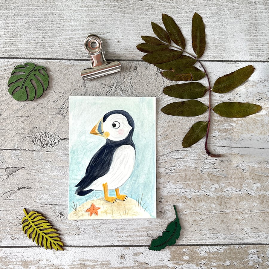 Puffin Miniature Original ACEO painting - One of a kind
