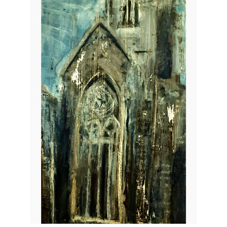 Framed  Painting Charles Cross Church Plymouth Original Mixed Media