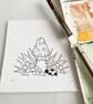 Toadstool & Flowers - Original Framed Mini Watercolour Artwork - Image 5