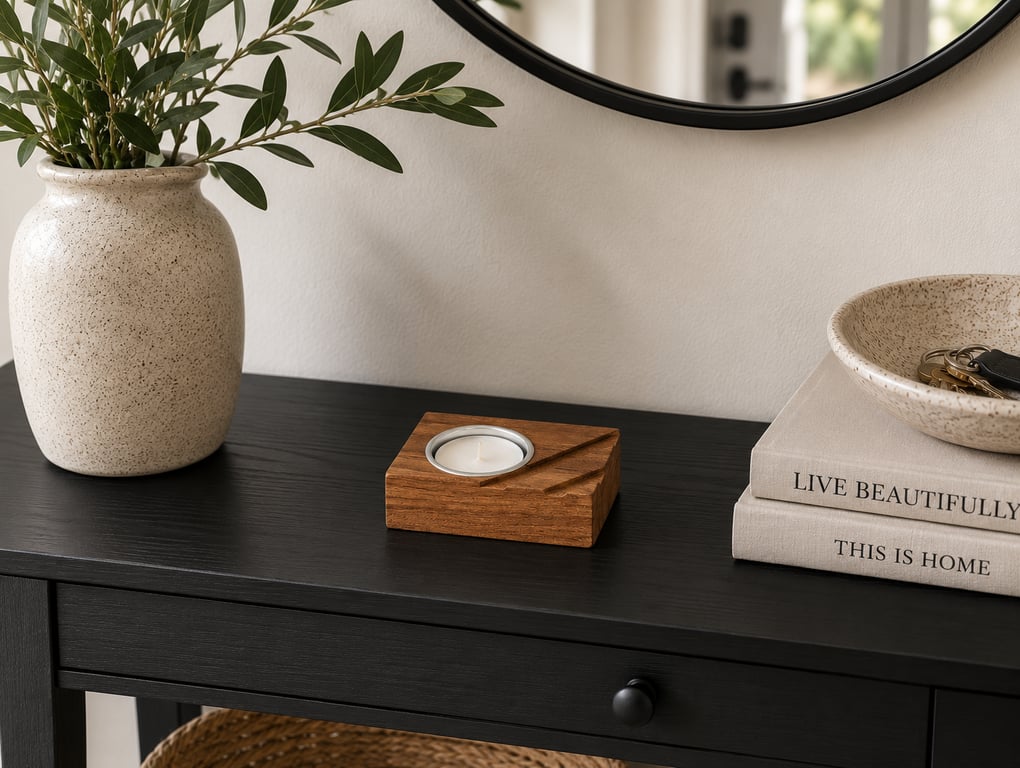 Reclaimed Teak Tealight Candle Holder - Handmade Contemporary Wood Home Décor