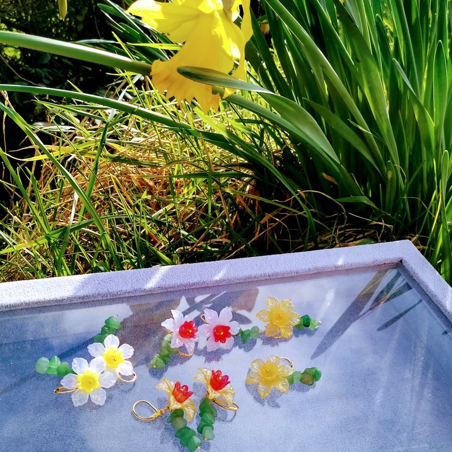 Large Daffodil Gold Plated Leverback Earring