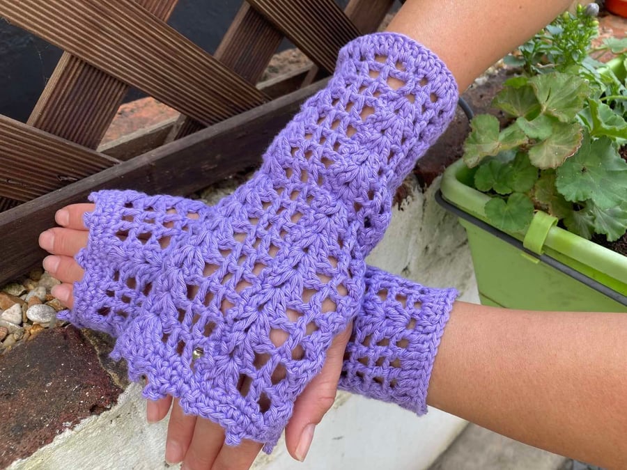 Lilac color gloves and 8 colors optional hand crochet lace gloves 