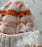 Hand knitted striped baby hat with cable pattern  - Image 2