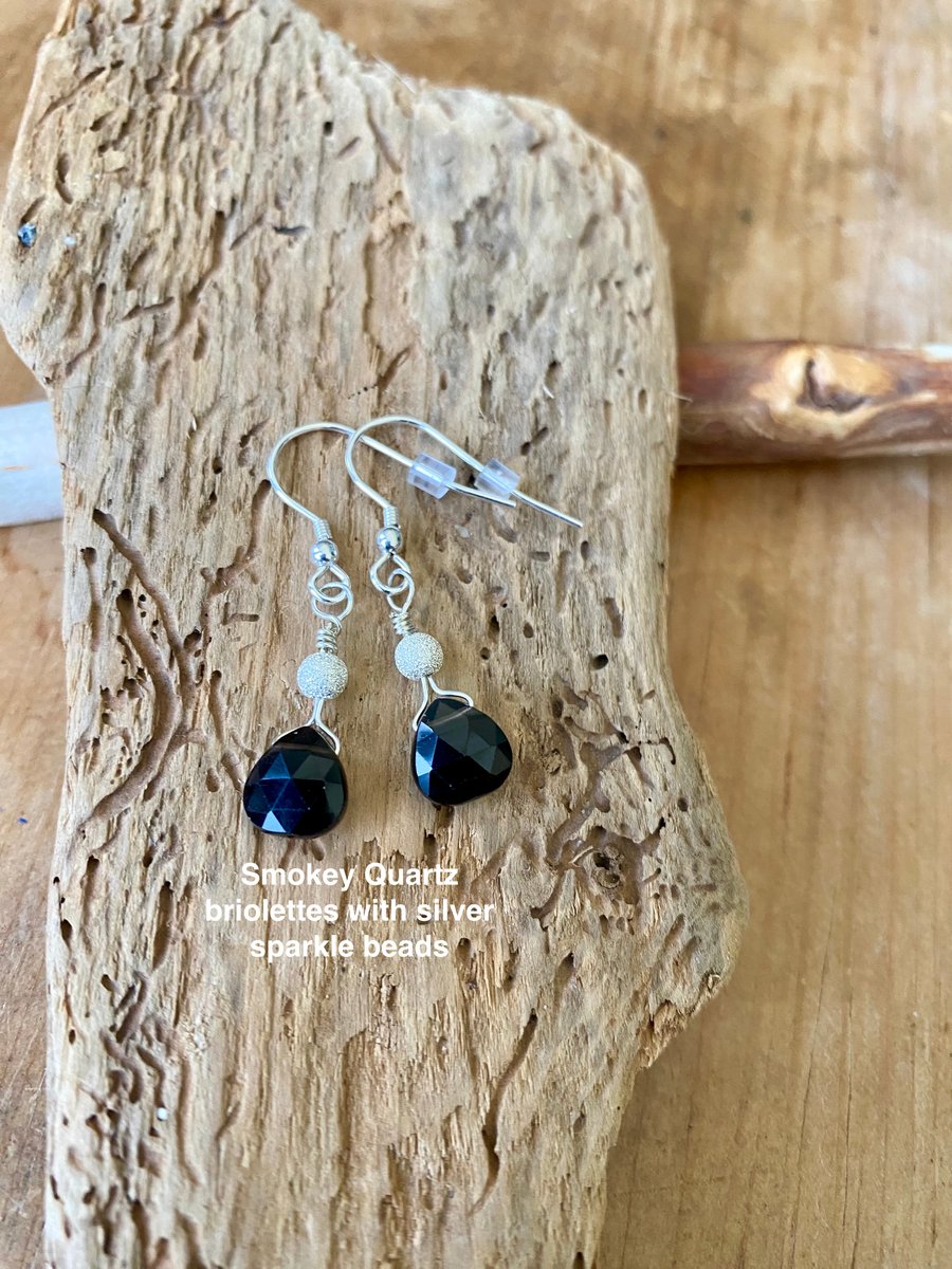 Sterling silver drop earrings with various natural gems