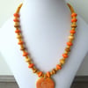 SALE orange flower necklace