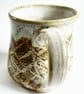 Caramel and Cream Patterned Glazed Mug - Hand Thrown Stoneware Ceramic Mug  - Image 4