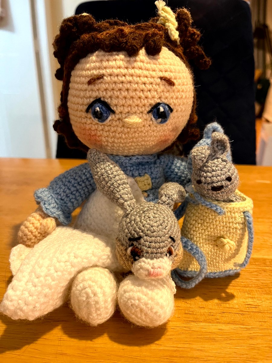 Hand crafted bespoke 'mini me' doll with accessories