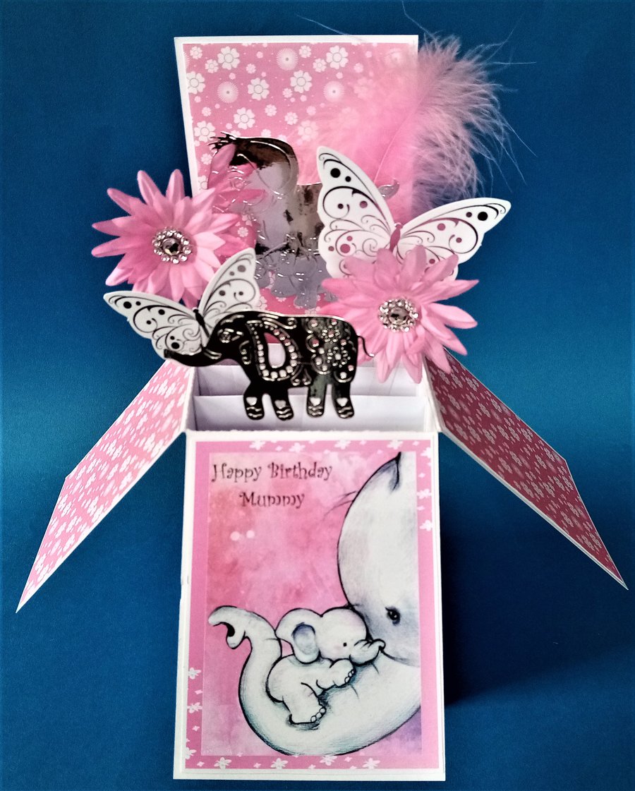 Birthday Card for Mummy with Elephants