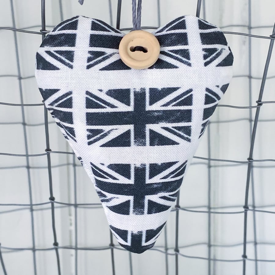 UNION JACK HEART - black and white, lavender or padded
