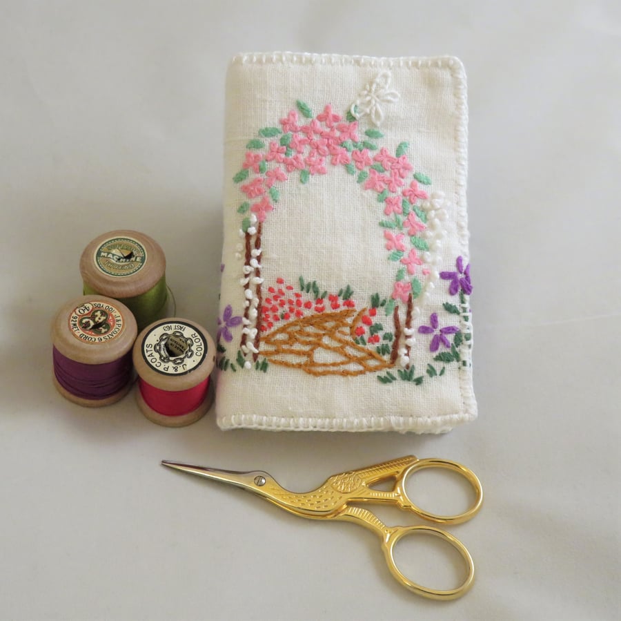 Garden Needlebook from recyled vintage linens