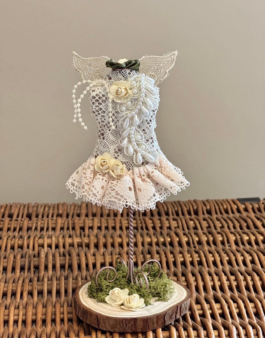 Lace fairy mannequin ornament 