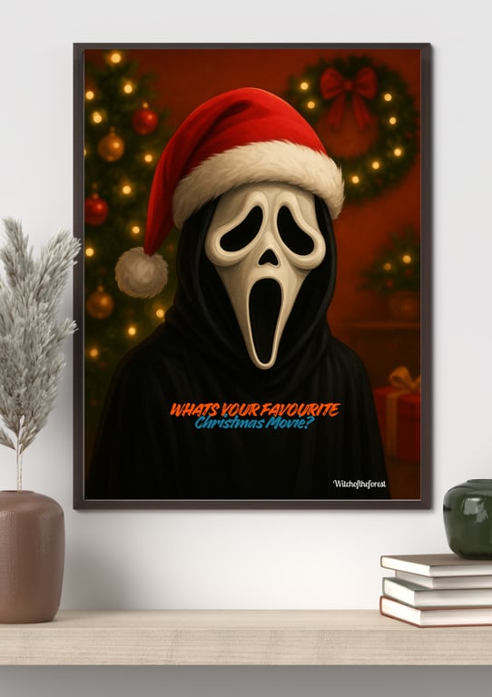 Ghostface Christmas Digital Art Quote Wall Art