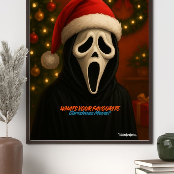 Ghostface Christmas Digital Art Quote Wall Art
