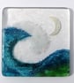 Handmade Fused Glass Wave Drinks Coaster - With Embedded Coloured Bubbles - Tile - Image 3