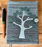 Notebook & Journal Cover with Hand Stitched Tree in Felt & Vintage Welsh Tweed  - Image 7