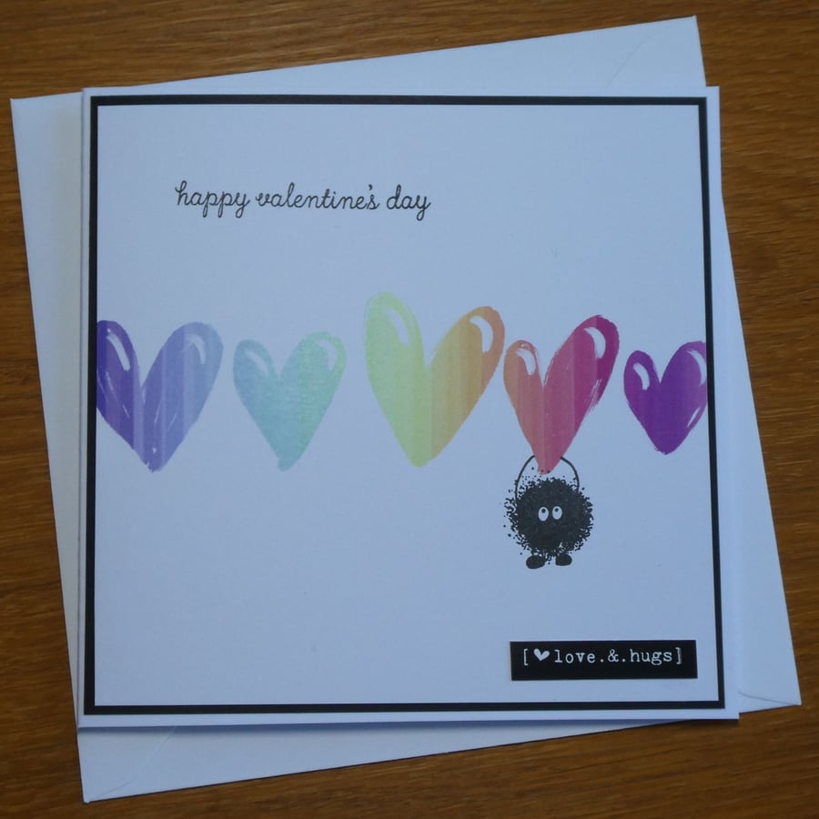 Valentine's Card - Rainbow Hearts and Love Bug