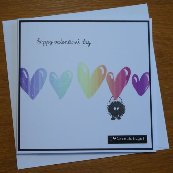 Valentine's Card - Rainbow Hearts and Love Bug