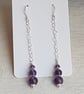 Gorgeous Amethyst beads and Heart Chain Dangly Earrings. - Image 6