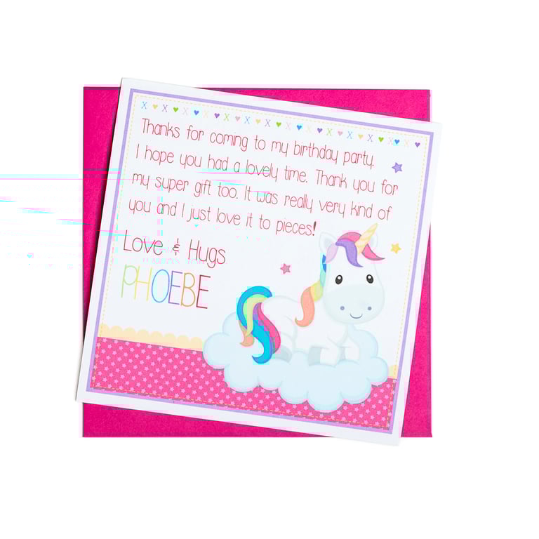 Personalised Unicorn Thank You Notes - pack of 6