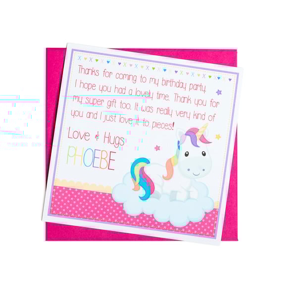 Personalised Unicorn Thank You Notes - pack of 6