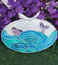 Handmade fine silver and enamel whale pendant 
